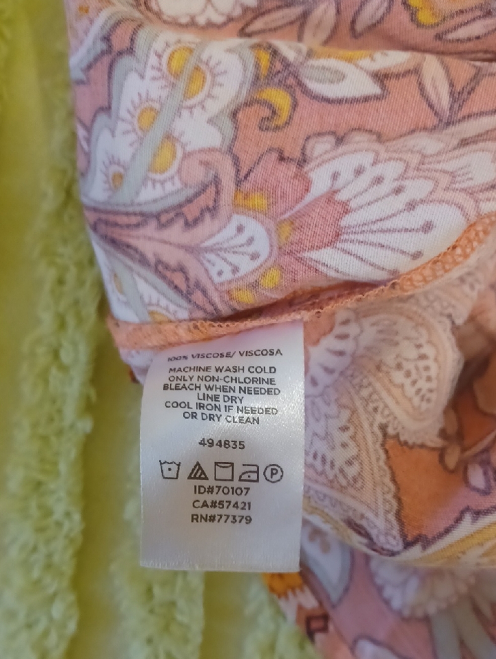 LOFT Sz M, (Runs Big) Salmon & Green, Floral Button-Front Long Ruffle Sleeve Top - Picture 10 of 10